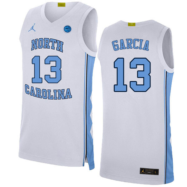 Men #13 Dawson Garcia North Carolina Tar Heels College Basketball Jerseys Sale-White - Click Image to Close